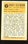 1963 Bazooka Harry Heilmann Baseball Card #2