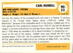 Carl Hubbell 1980-87 SSPC HOF Card
