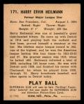 1940 Play Ball Baseball Card #171 Harry Heilmann