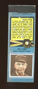 1934 Diamond Matchbooks Baseball Card #106 Bill Klem