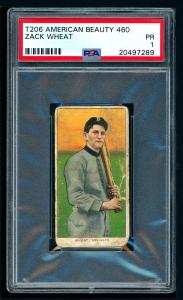 1909-11 T206 Zack Wheat HOF PSA 1 Card
