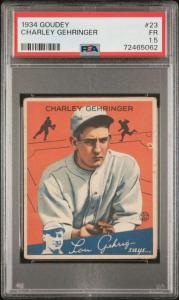 1934 Goudey Charley Gehringer PSA 1.5 Card