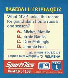 1990 Sportflics Trivia Baseball Cards #1-75