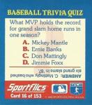 1990 Sportflics Trivia Baseball Cards #1-75