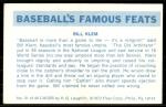 1972 Fleer Baseball Famous Feats #32 Bill Klem