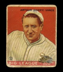 1933 Goudey Dazzy Vance RC Big League Card