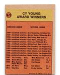 1972 Topps Cy Young Award Baseball Card #623