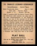 1941 Play Ball Charley Gehringer Baseball Card