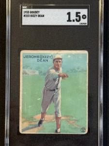 Dizzy Dean 1933 Goudey Rookie Baseball Card #223. SGC 1.5