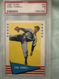 Carl Hubbell 1961 Fleer #45 PSA 7 Card