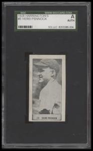 1928 Herb Pennock Harrington Ice Cream Card