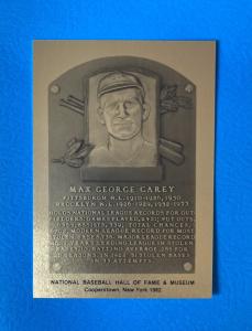 Max Carey Pirates Hall of Fame Plaque Card