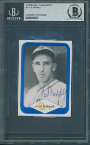 1975-76 Great Plains Greats #2 Carl Hubbell Auto
