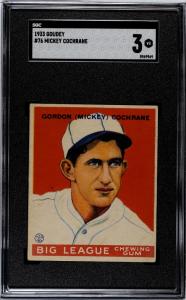 1933 Goudey Mickey Cochrane Card #76 SGC 3