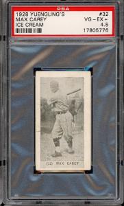 1928 Yuengling's Ice Cream Baseball Max Carey Card