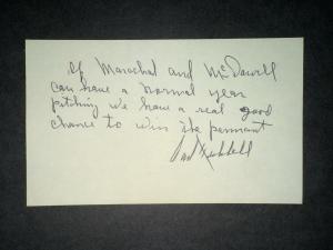 Carl Hubbell Signed 3x5 Card - Giants HOF