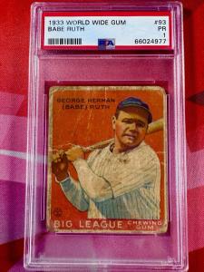 1933 Babe Ruth PSA 1 Baseball Card Yankees