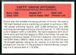 1987 Hygrade Lefty Grove Sports Card #NNO