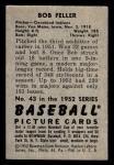 1952 Bowman Bob Feller Baseball Card #43