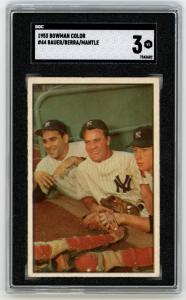 1953 Bowman Color Mickey Mantle Yogi Berra Card