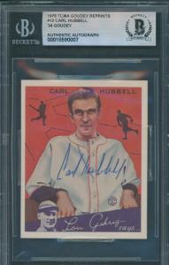 1976 TCMA Carl Hubbell Signed Goudey Card