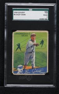 1934 Goudey Dizzy Dean #6 Sports Card SGC 10