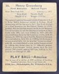 1939 Play Ball Hank Greenberg Baseball Card