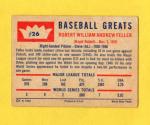 1960 Fleer Bob Feller #26 Cleveland Indians Card