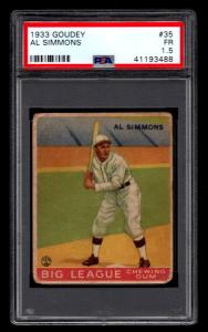 Al Simmons 1933 Goudey Baseball Card #35