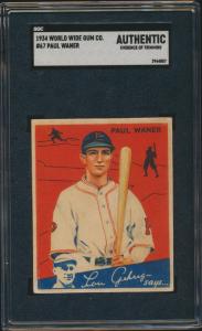 1934 World Wide Gum Paul Waner Card