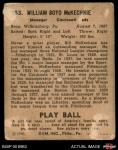 1940 Play Ball #153 Bill McKechnie Reds Card