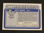 1990 Swell Baseball Greats Lefty Grove Card