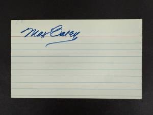 Max Carey Signed 3x5 Pirates HOF Card