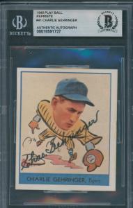 1940 Play Ball #41 Charlie Gehringer Signed Card