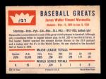 1960 Fleer Rabbit Maranville Baseball Card #21