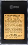 1940 Play Ball Mel Ott #88 Vintage Baseball Card
