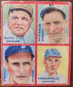 1935 Goudey 4-in-1 Babe Ruth Sports Card