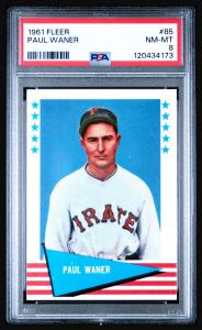 1961 Fleer Paul Waner Pirates Card - PSA 8