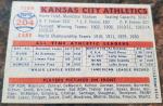 1957 Kansas City A's Topps Baseball Card #204