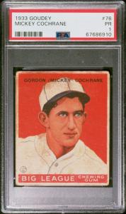 1933 Goudey Mickey Cochrane Rookie Card #76