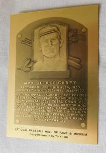 Max Carey Pittsburgh Pirates Metallic Plaque Card