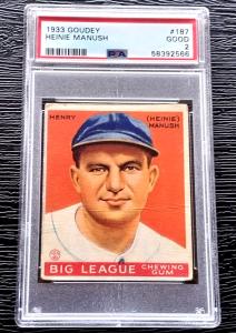 1933 Goudey Heinie Manush Baseball Card #187