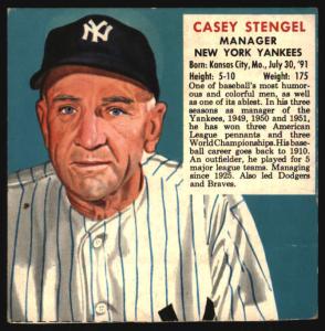 1952 Red Man Casey Stengel Yankees Card