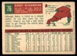 1959 Topps Bobby Richardson Yankees Card #76