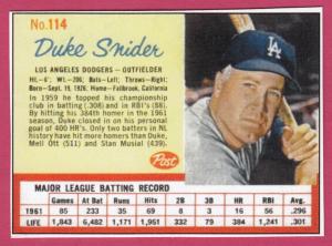 2022 Duke Snider Cereal Card - Los Angeles Dodgers