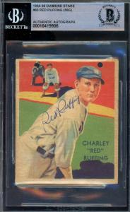Signed Red Ruffing 1934-36 Diamond Stars Card