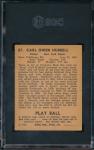 1940 Play Ball Carl Hubbell SGC 3 Card