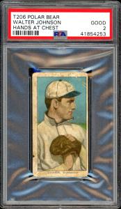 1910 T206 Walter Johnson Polar Bear Card - PSA 2
