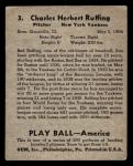 1939 Play Ball Baseball Card #3 Red Ruffing