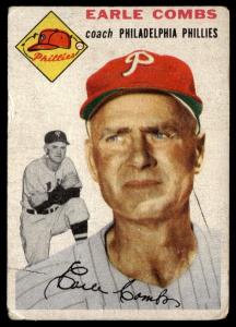 1954 Topps Earle Combs Phillies Baseball Card